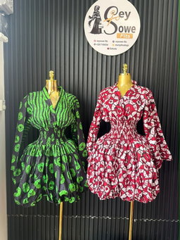 Green Circle Print Fit & Flare Dress & Red Floral Fit & Flare Dress