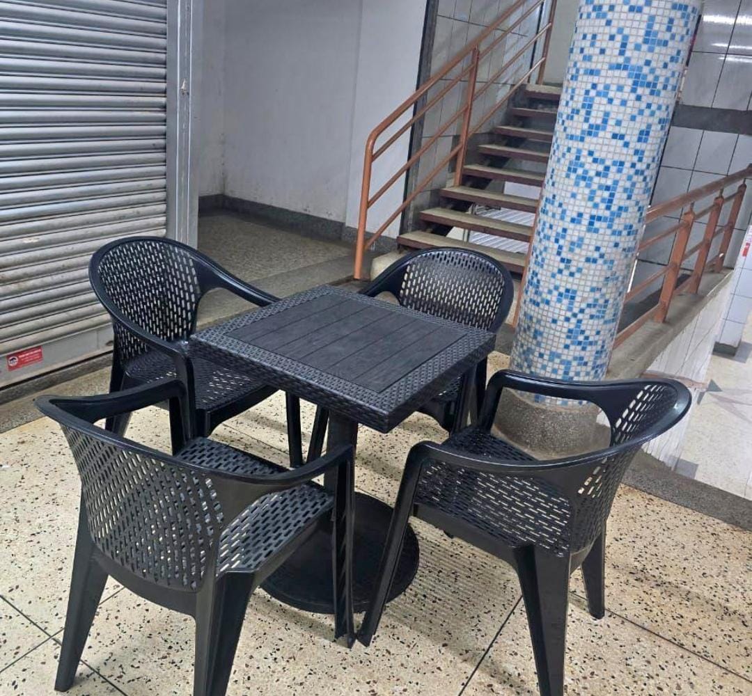 black plastic outdoor dining furniture set