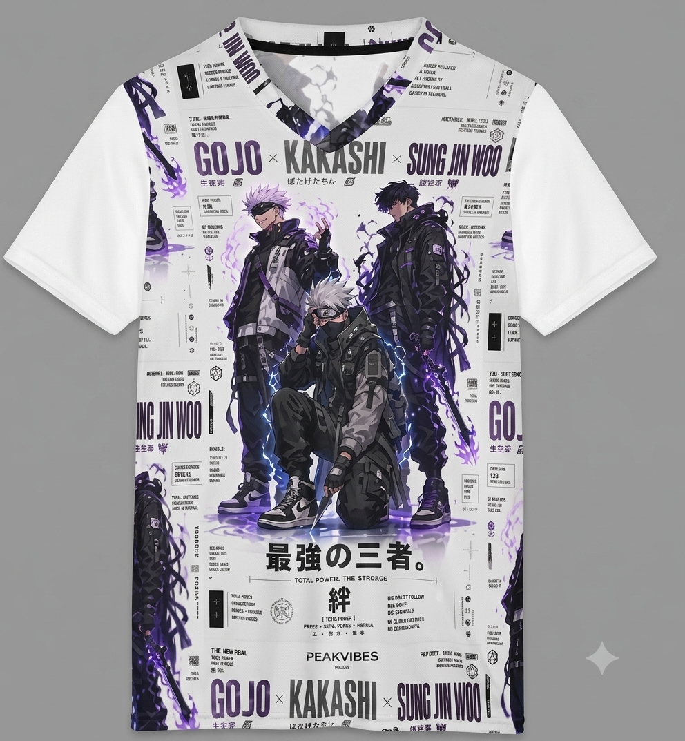 The Strongest Trio: Gojo x Kakashi x Sung Jinwoo Graphic Tee_0