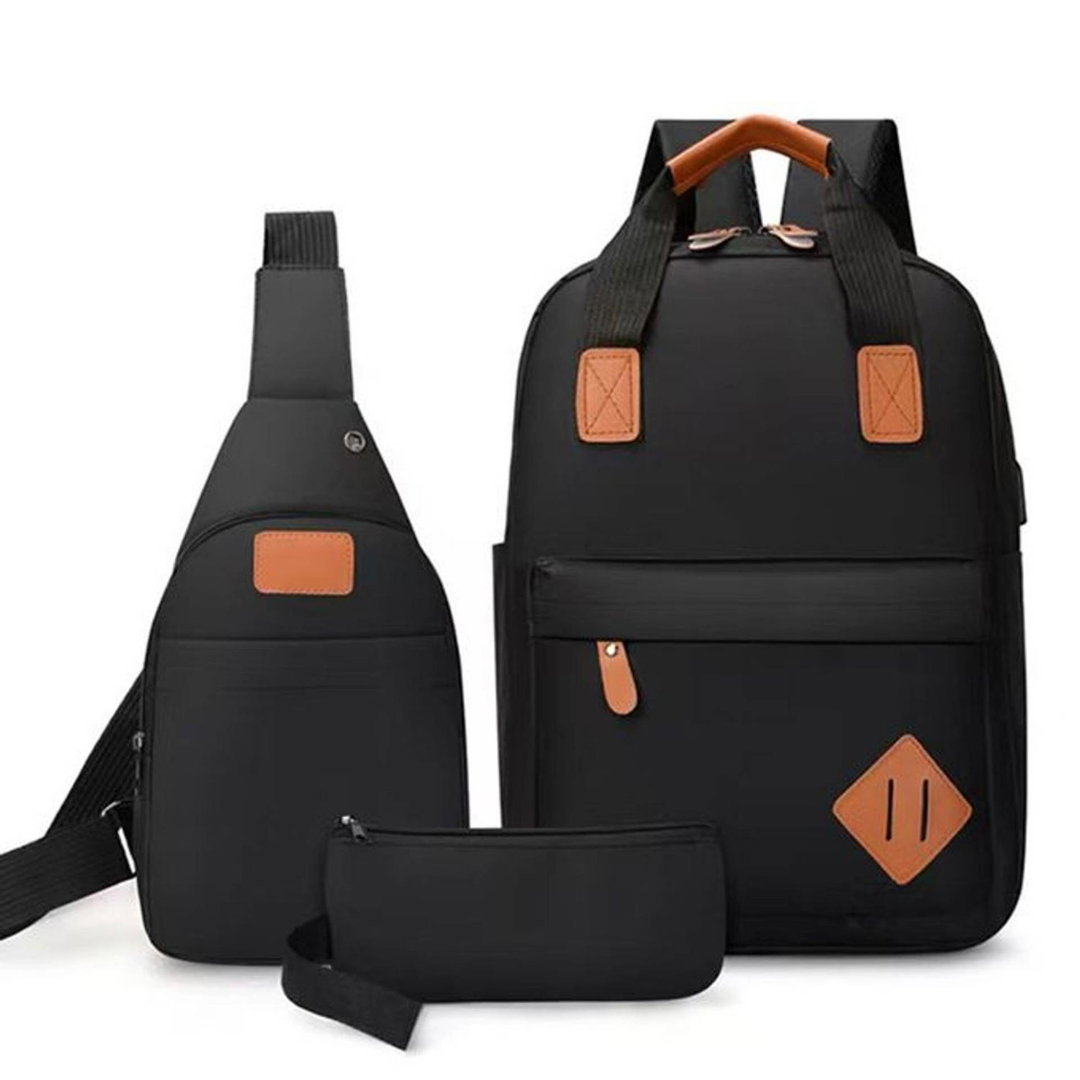 School Backpack With USB Slot-Black