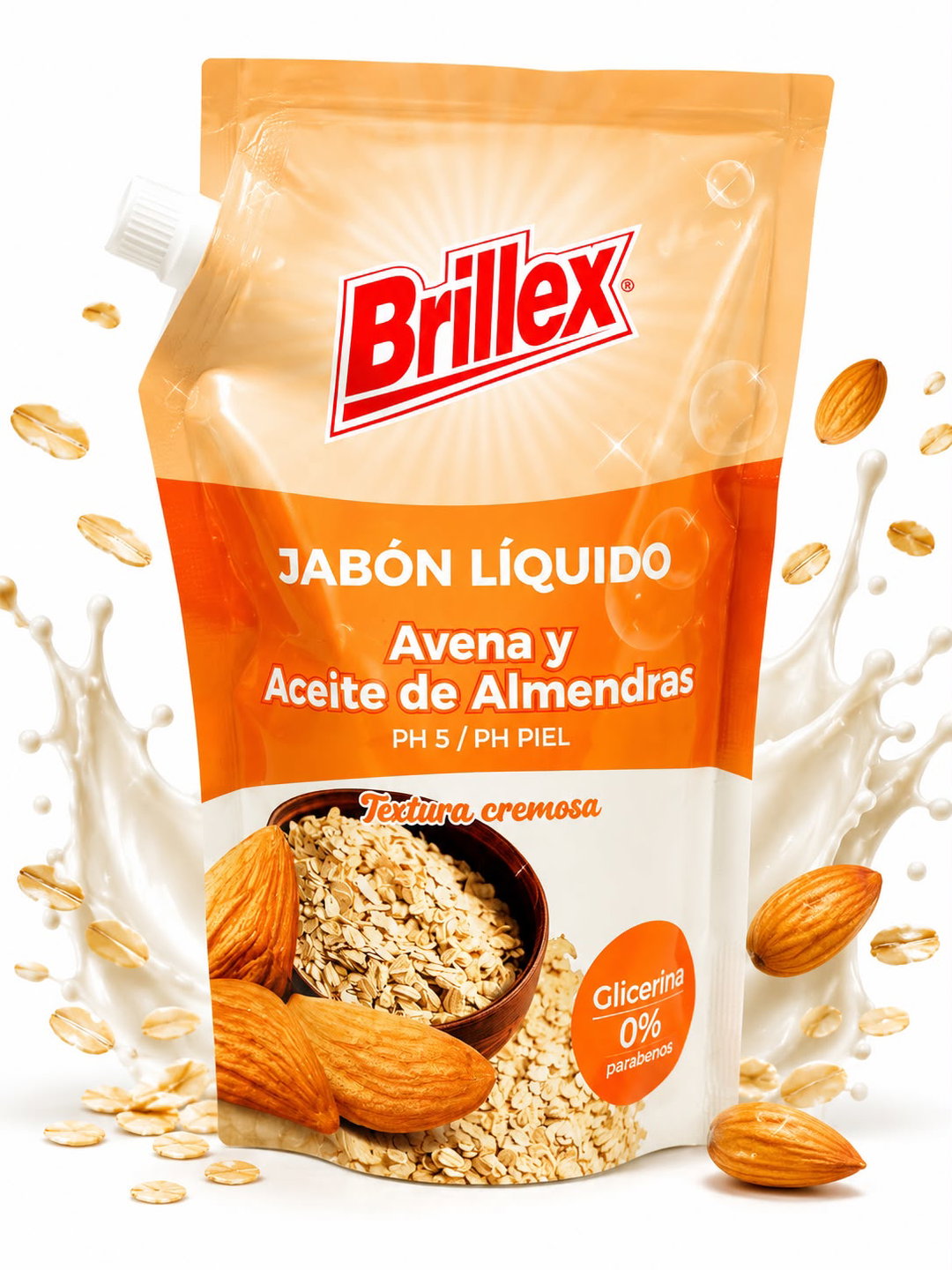 Jabón Liquido Avena Y Aceite De Almendras 750 Ml Brillex