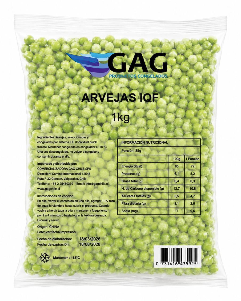 Arvejas Congeladas 1 Kg Gag