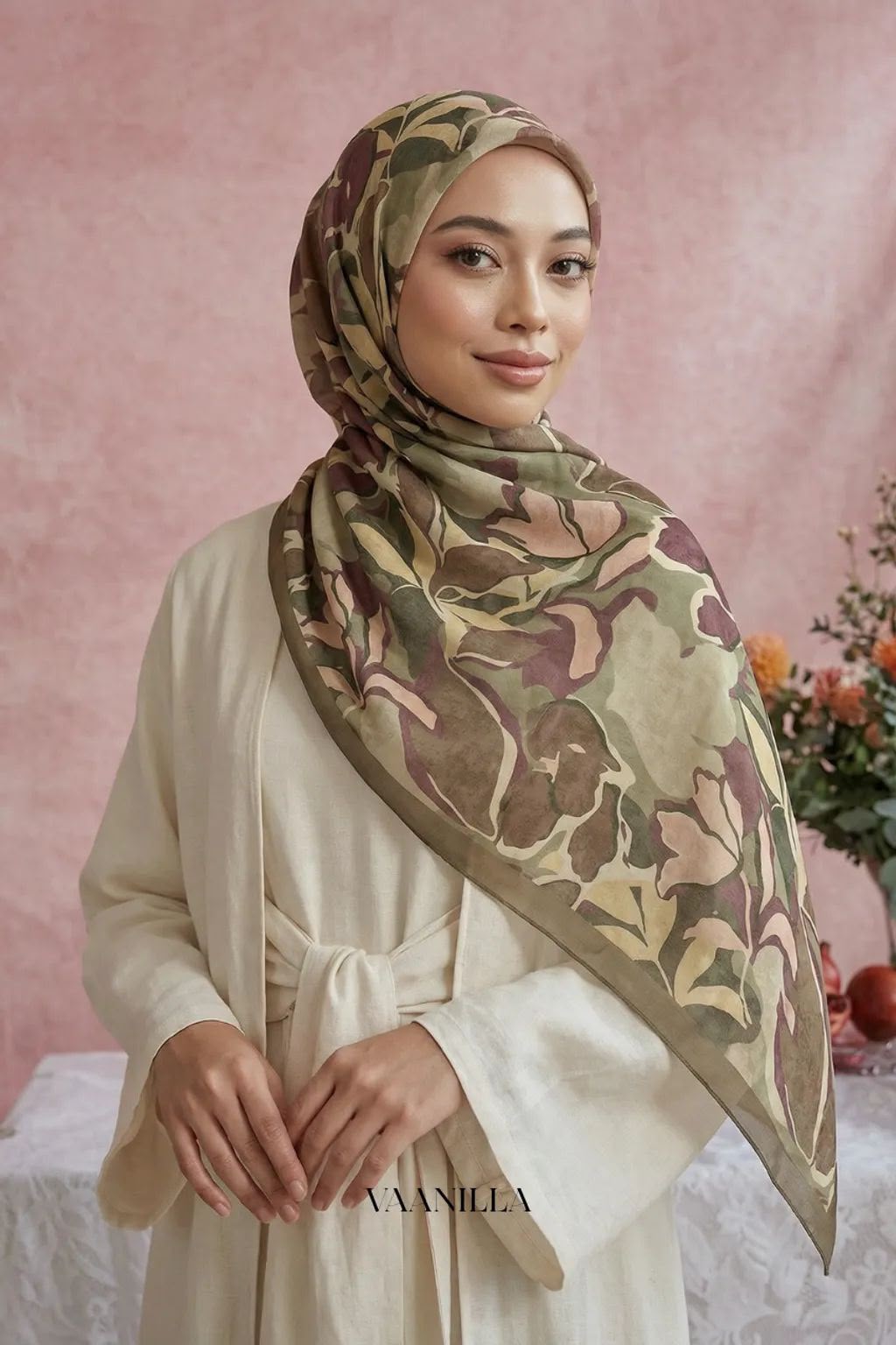 Canting Scented Japan Voile Square Scarf in Tuscan_1