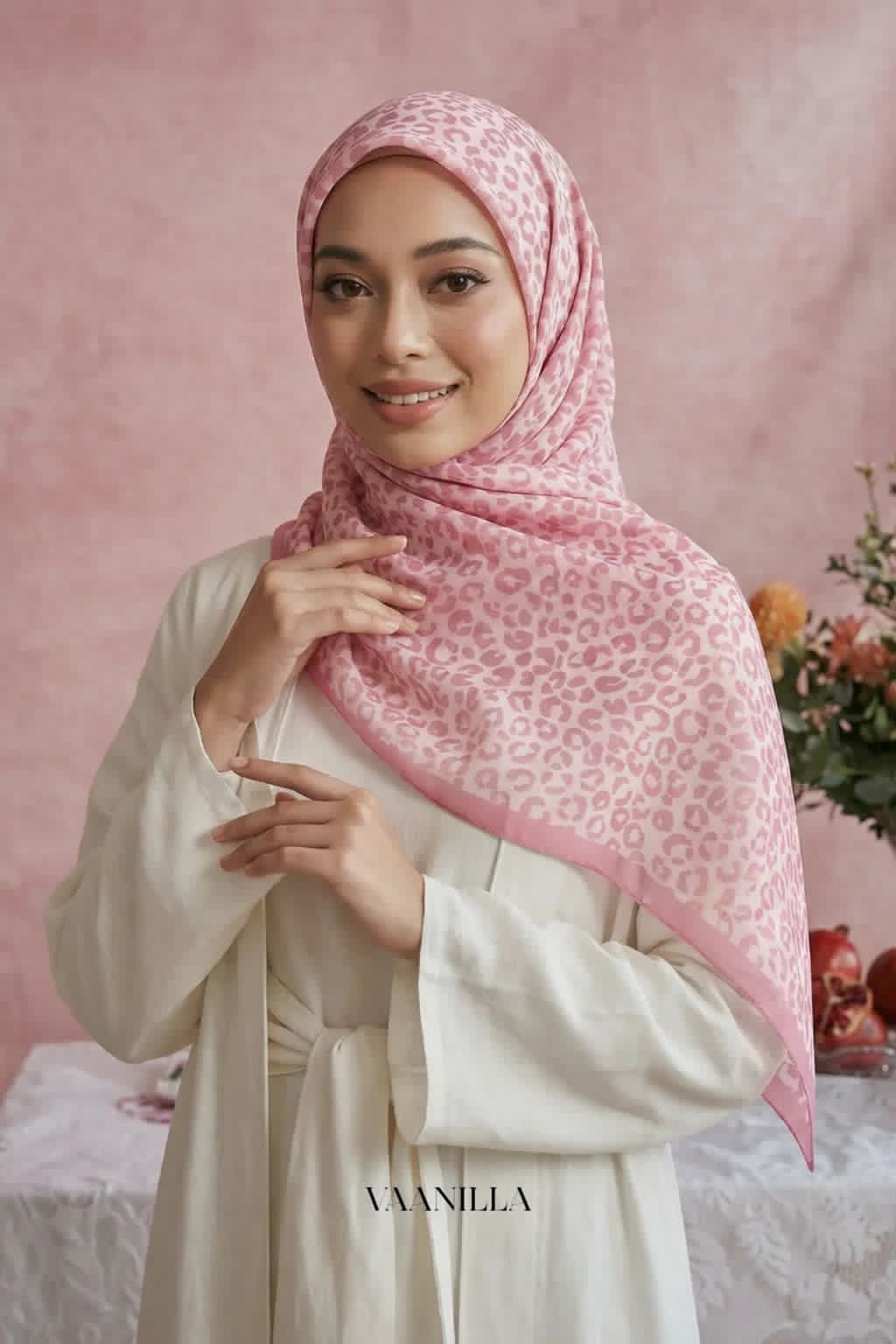 Savana Scented Japan Voile Square Scarf in Pinkpaw_1