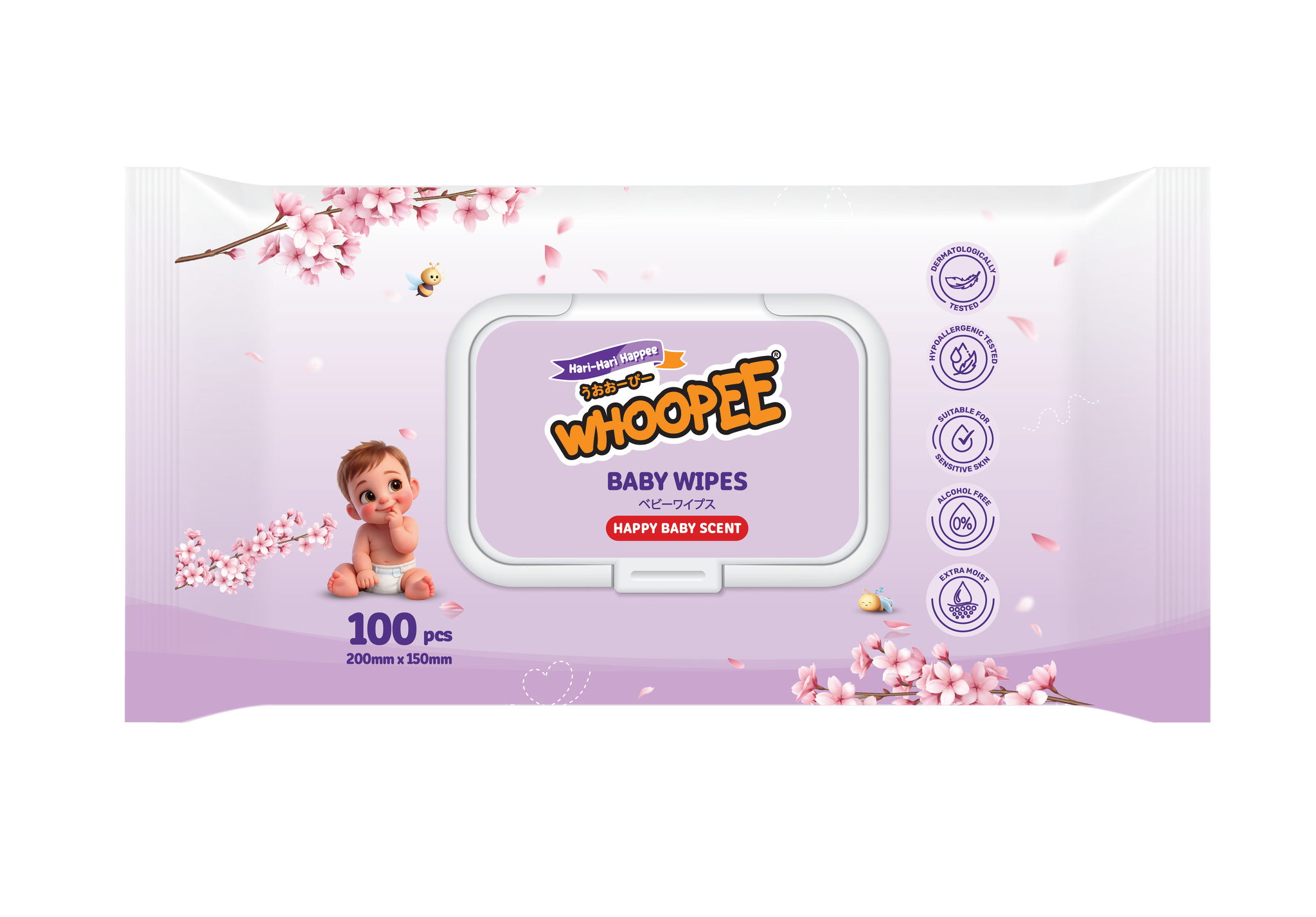 WHOOPEE BABY WIPES 100's (HAPPY BABY SCENT) x 6_0