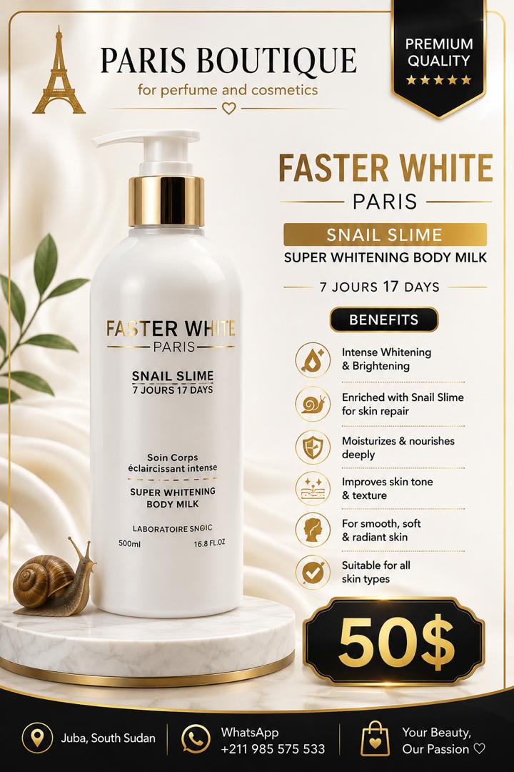 Faster White Paris Snail Slime Super Whitening Body Milk