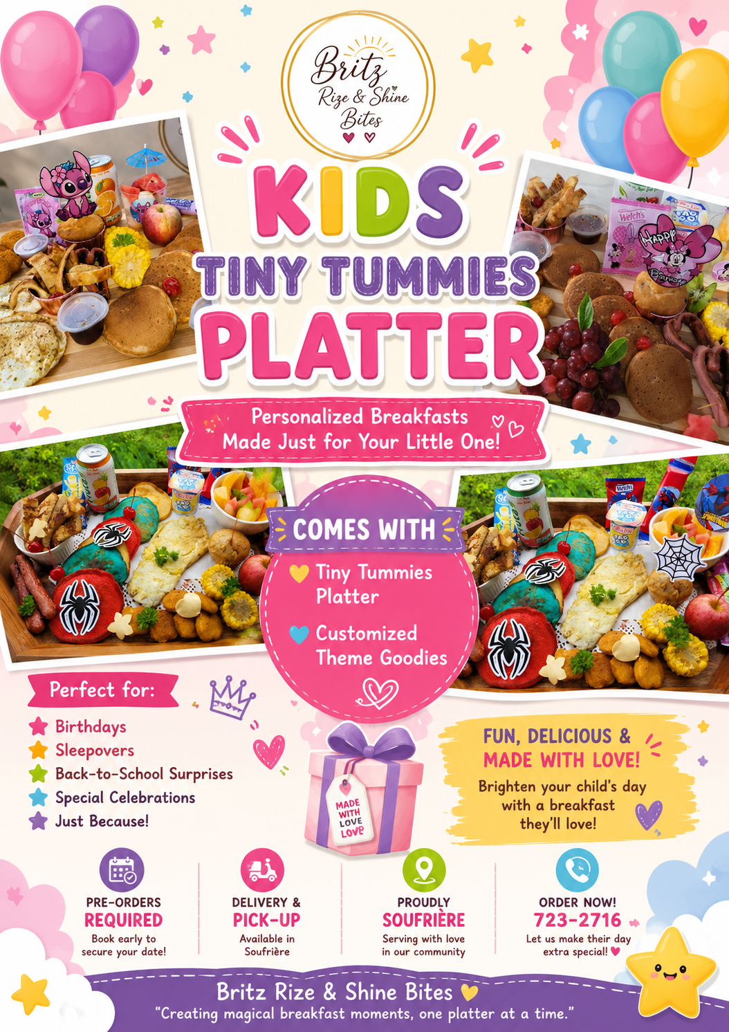 Tiny Tummies Breakfast Platter🍒🦄🩷🩵