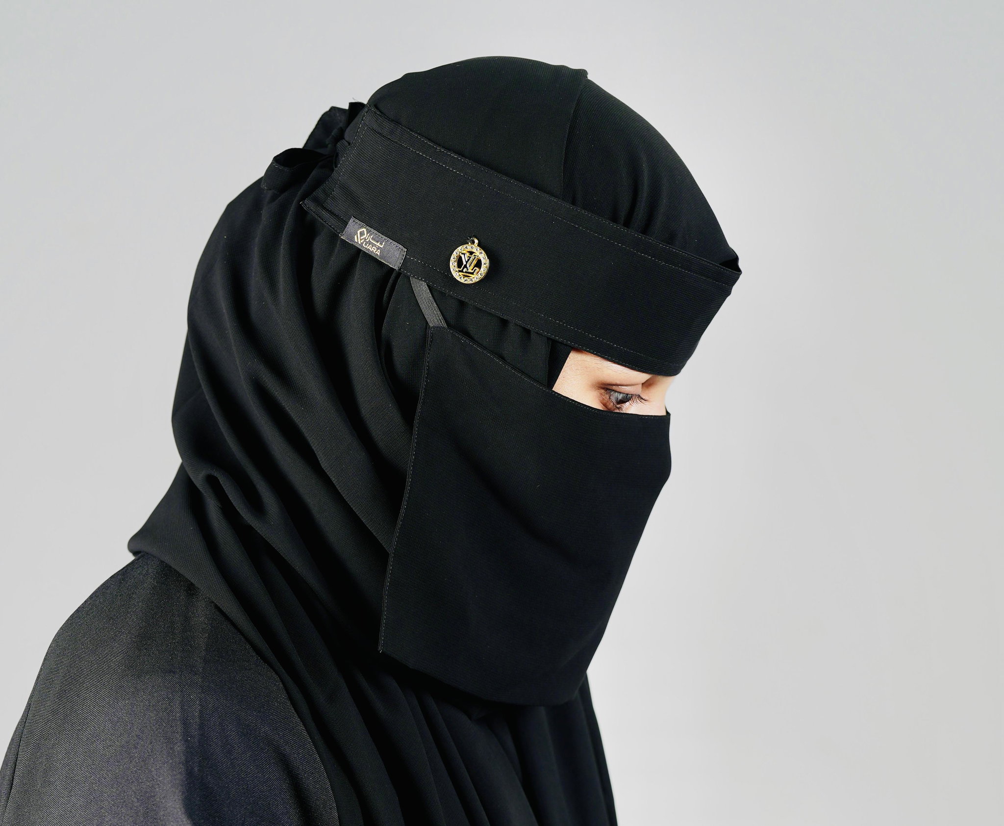 Liara Mini Small Round Locket Niqab – 6 Inch Length  _3