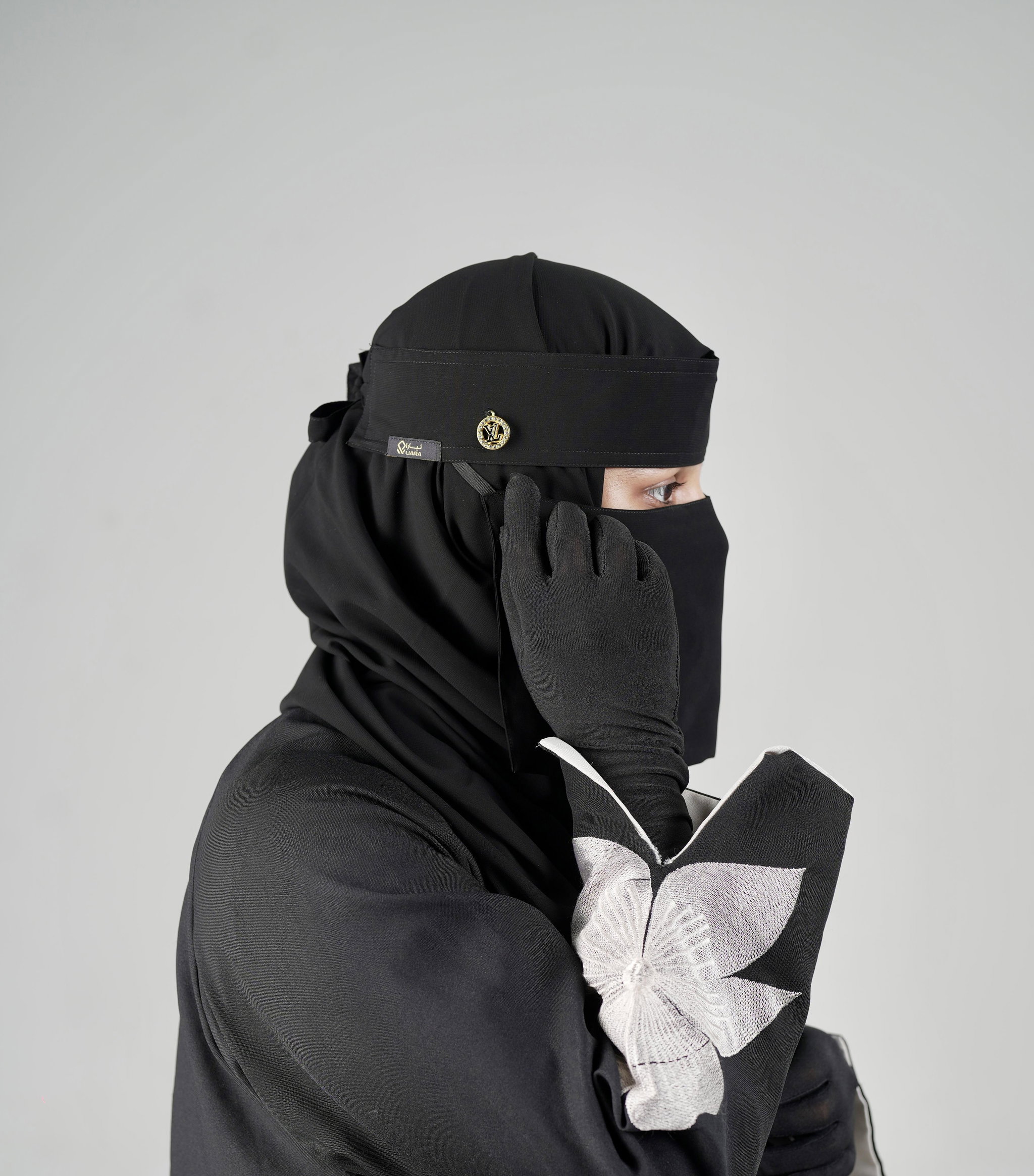 Liara Mini Small Round Locket Niqab – 6 Inch Length  _2