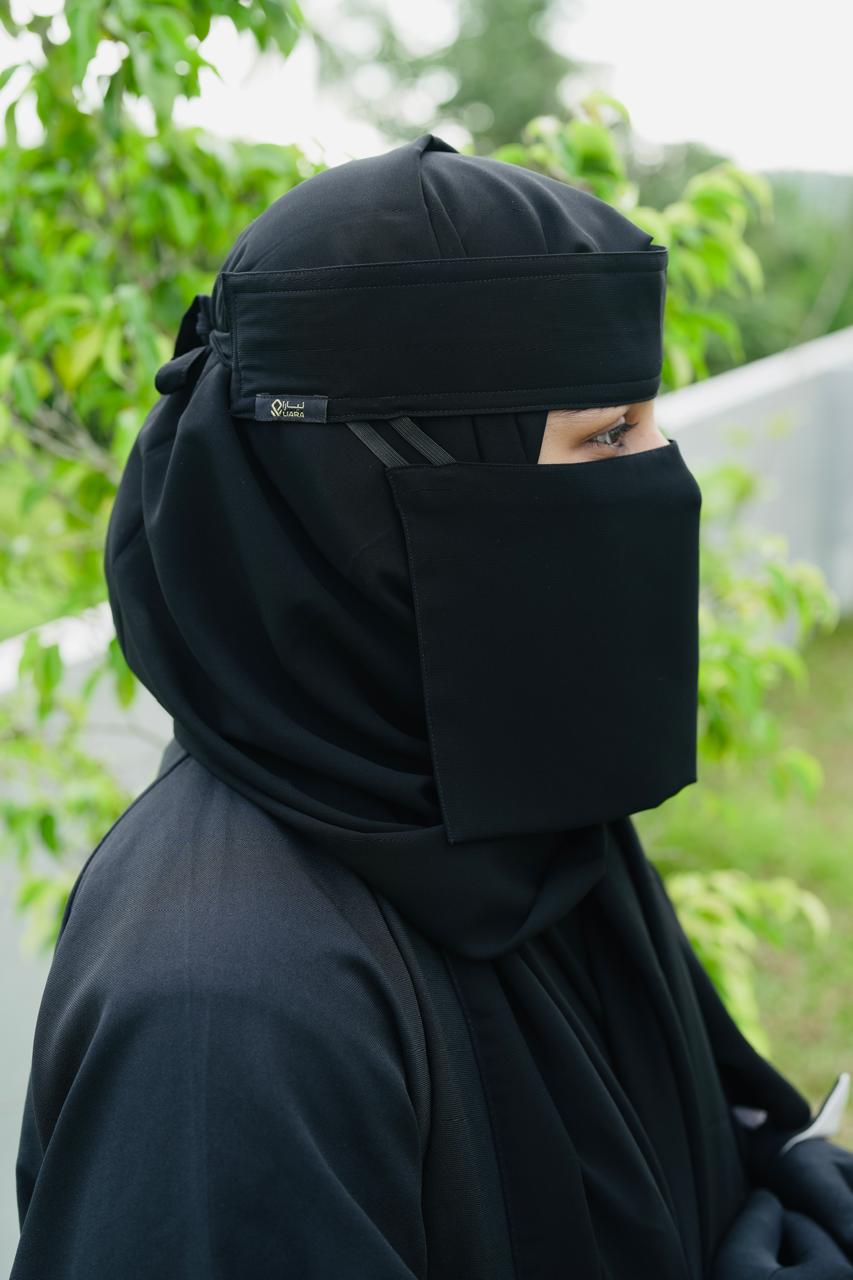 Liara Mini Small Double Elastic  Niqab – 6 Inch Length  _1