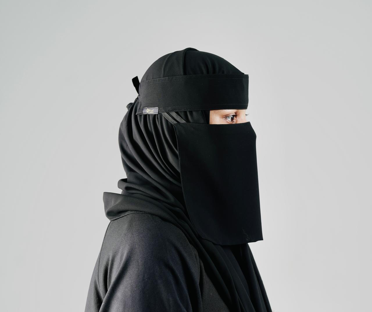 Liara Small Double Elastic Niqab – 8 Inch Length   _1