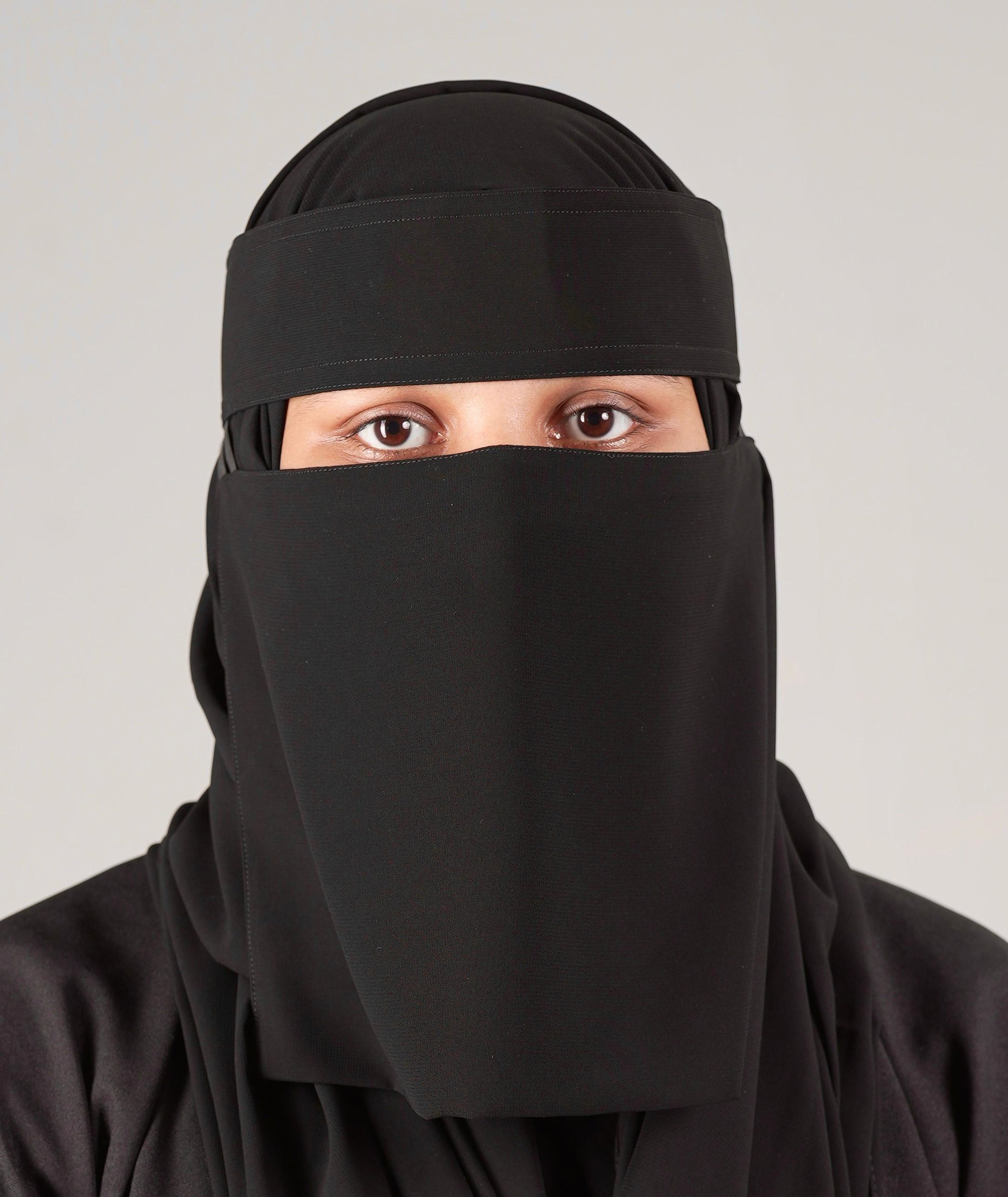 Liara Small Double Elastic Niqab – 8 Inch Length   _2