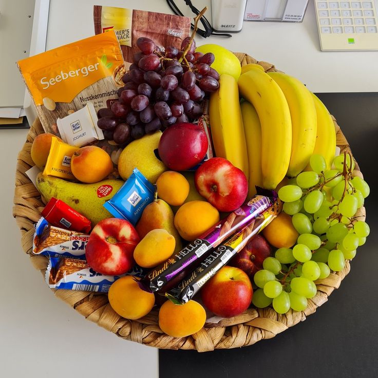 Tropical Fresh Fruit & Treat Basket🍌🍍🥝🥭🍉🍇_0
