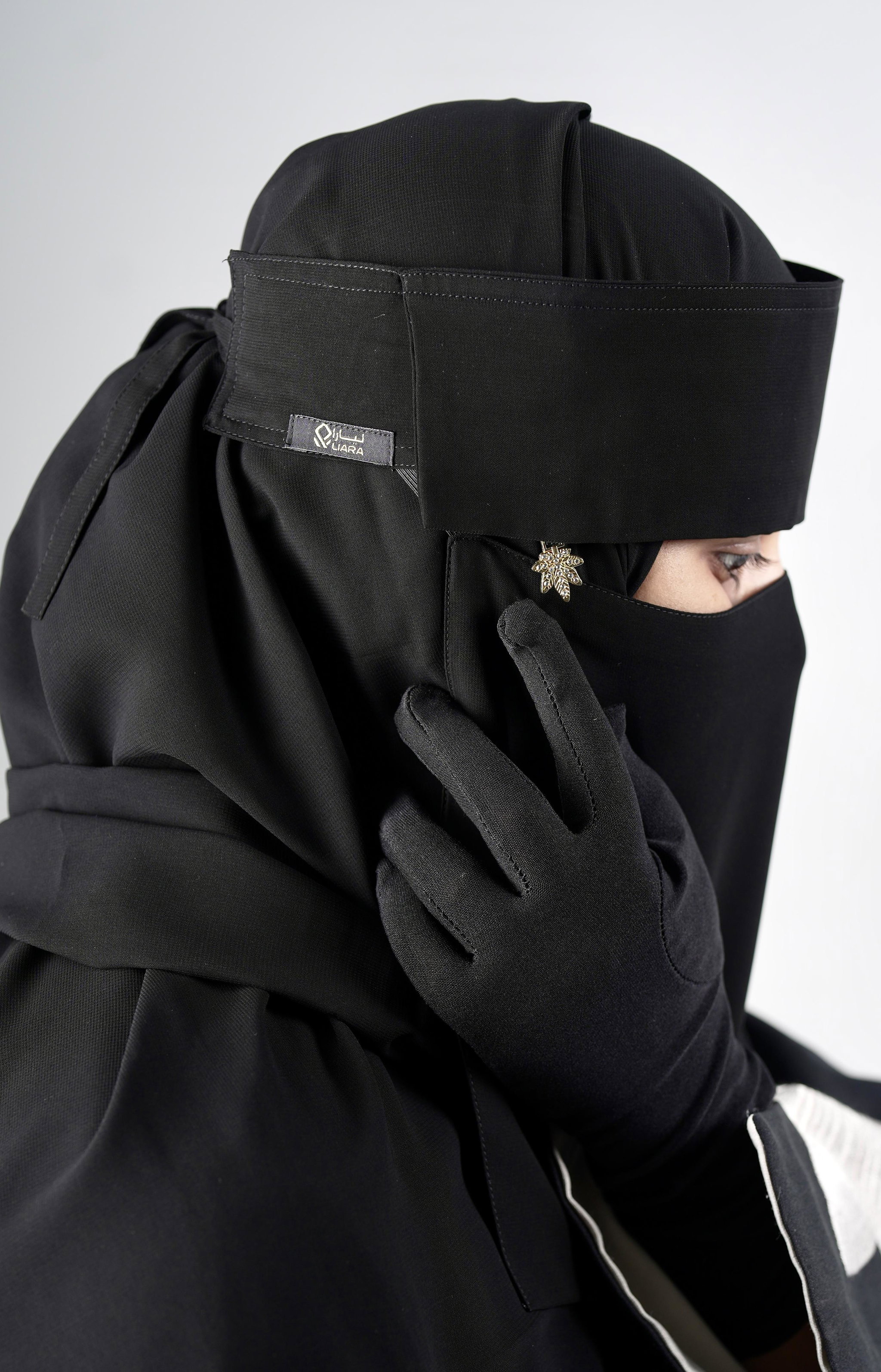 Liara Medium Flap Niqab with Leaf Locket – 10 Inch Length_4