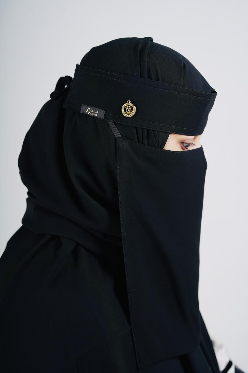 Liara Large Niqab with Round Locket – 11 Inch Length_6