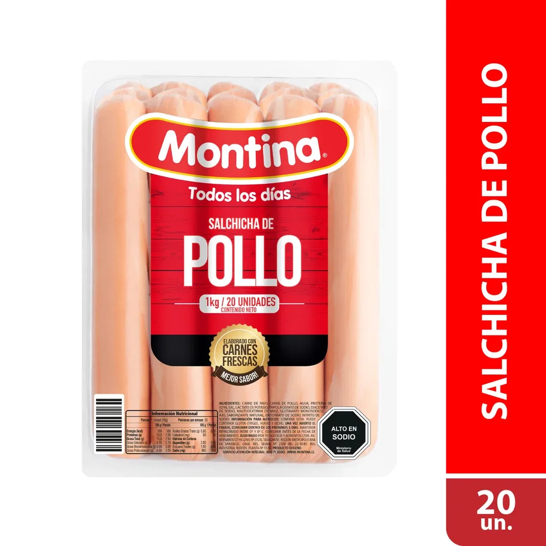 Vienesa De Pollo 20 Unidades Montina