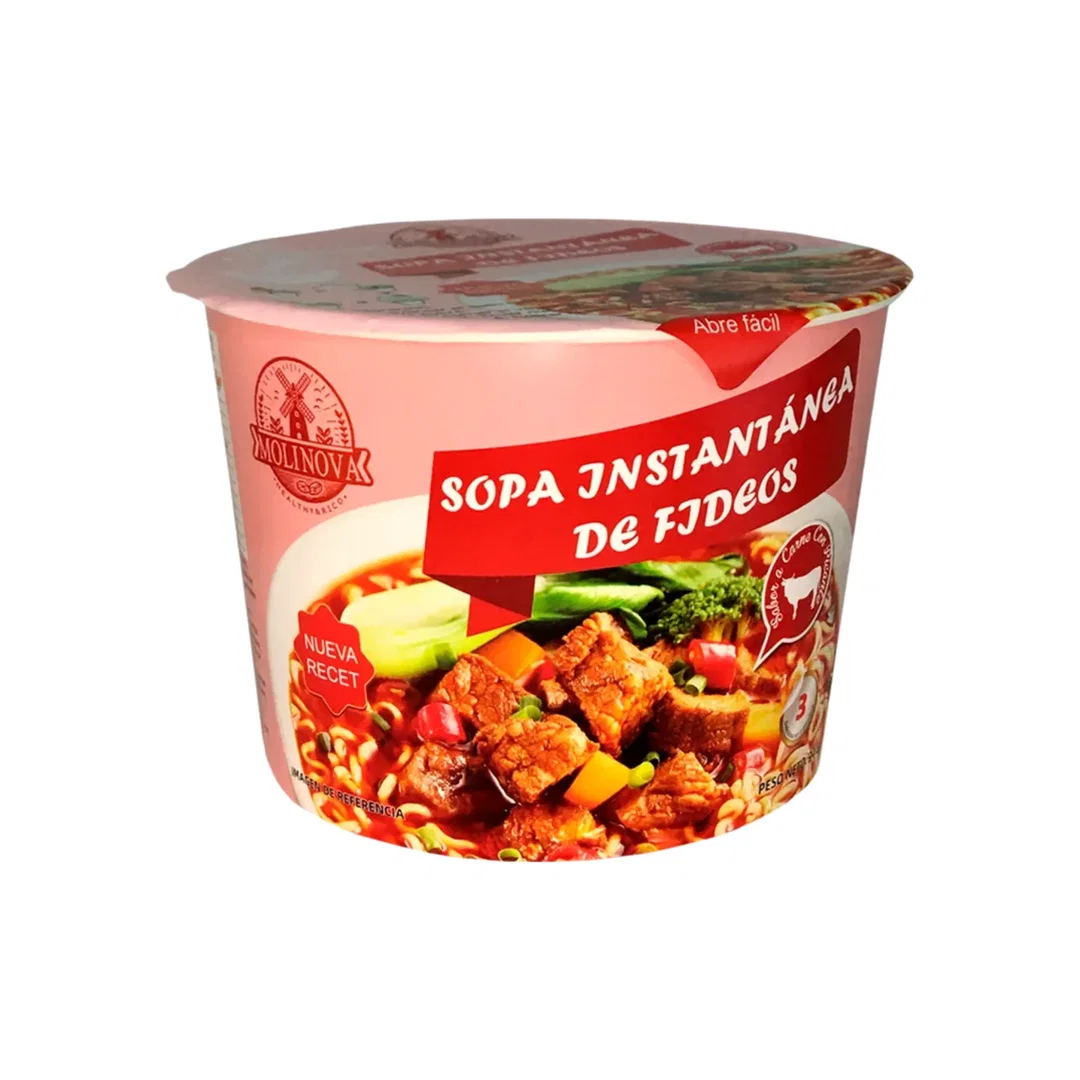 Fideos Instantaneos Vaso Grande Carne Picante 94 Gr Molinova