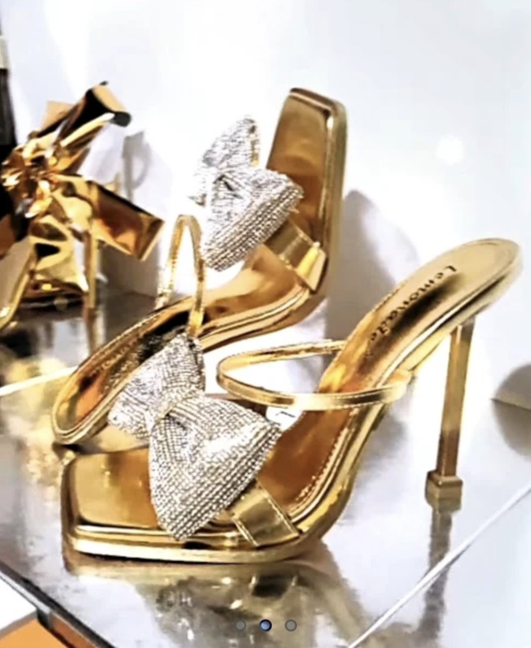 RHINESTONE STRAP BOW TIE HEELS