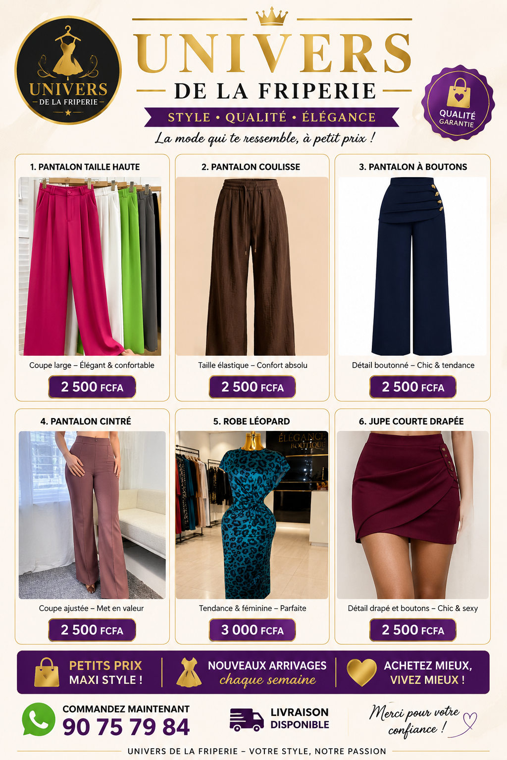 Pantalon tissu femmes friperie_26