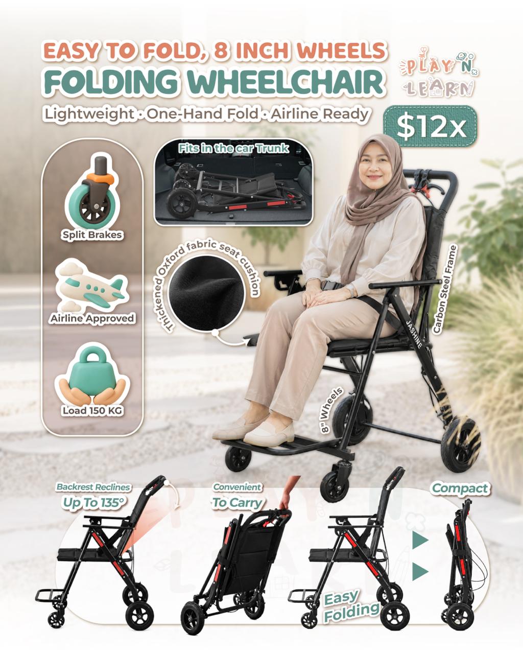 8 INCH WHEELS FOLDING WHEELCHAIR