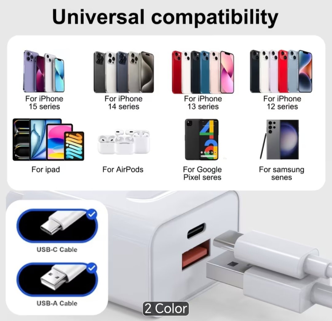 Fast Charging Adapter Type C+USB A 2-port_1