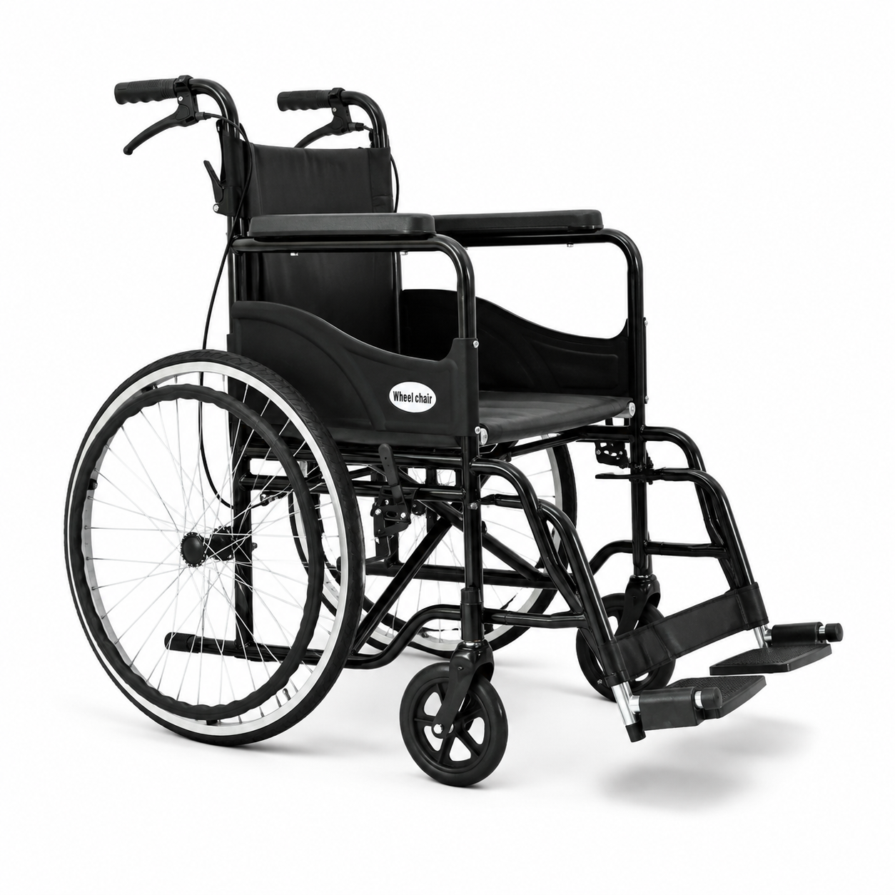 Fauteuil roulant pliable NOIR GM avec freins_0