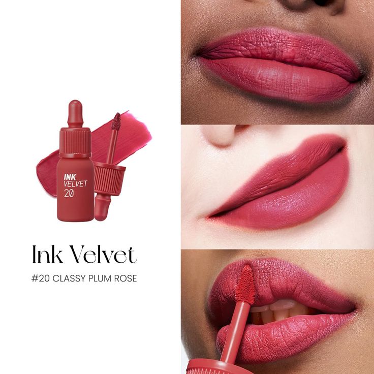 Tinta de labios coreana Peripera Ink Velvet Tint en el tono No. 20 (Classy Plum Rose)._0