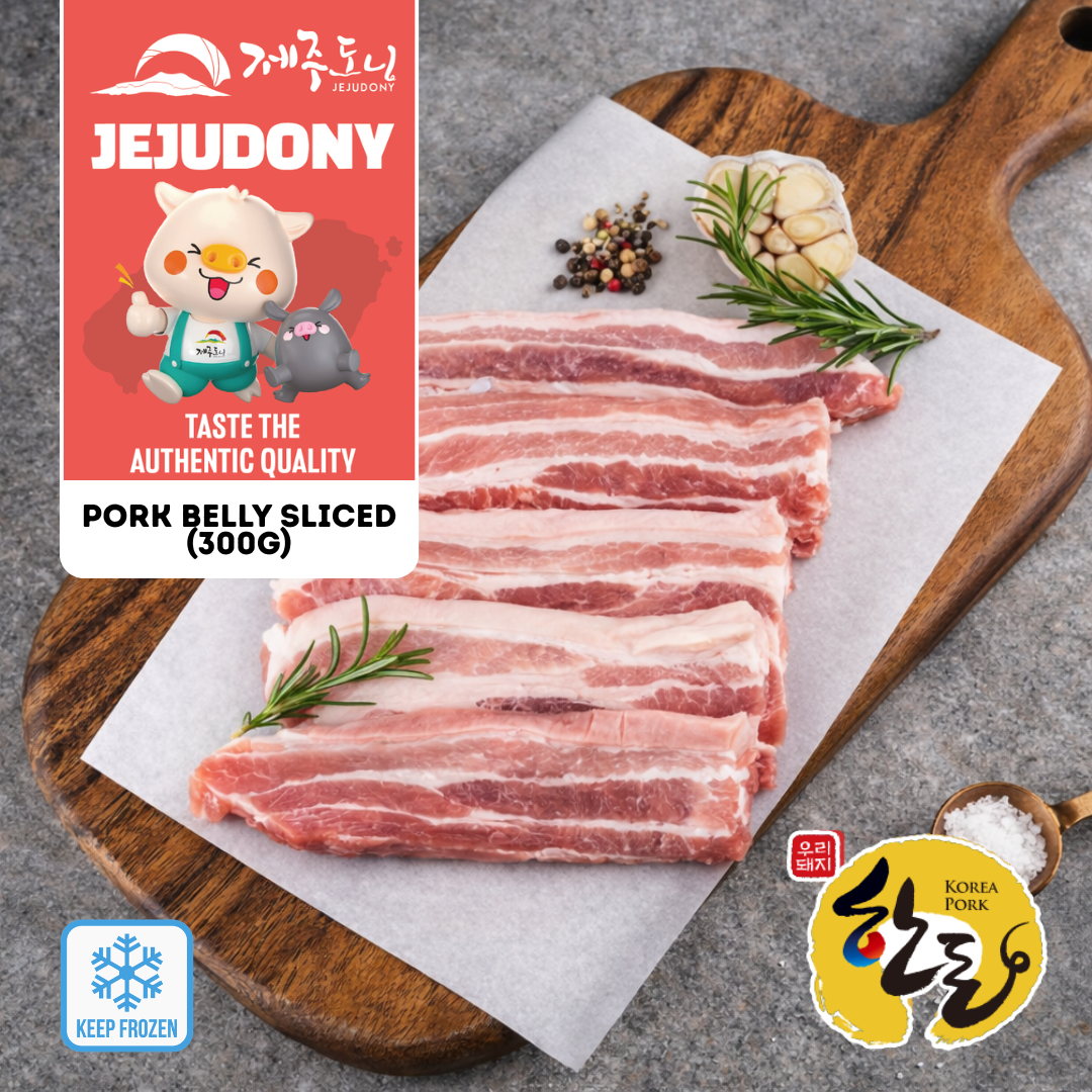 JEJUDONY Jeju Premium Pork Belly Sliced (For Korean Grill)1cm Frozen 300g 优质济州猪五花肉韩式烧烤切片_0