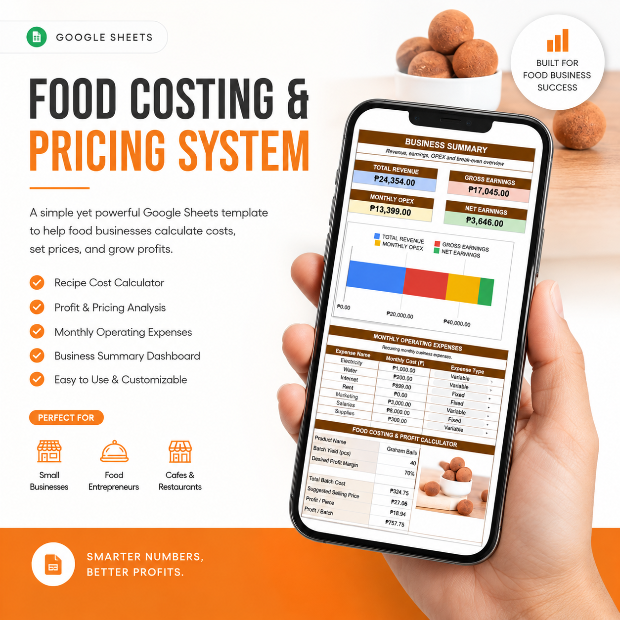 Food Costing & Pricing System (Google Sheets, Excel & Printable Report)