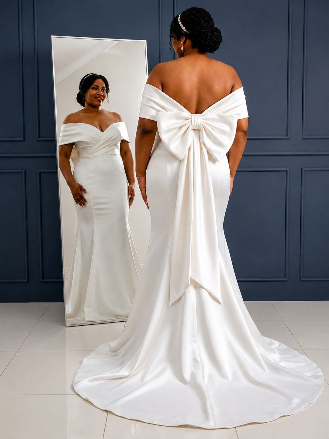 robe sirène en soie blanc pur