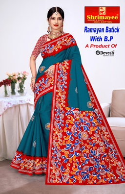 Ramayan batick with blouse piece (pack of 8)