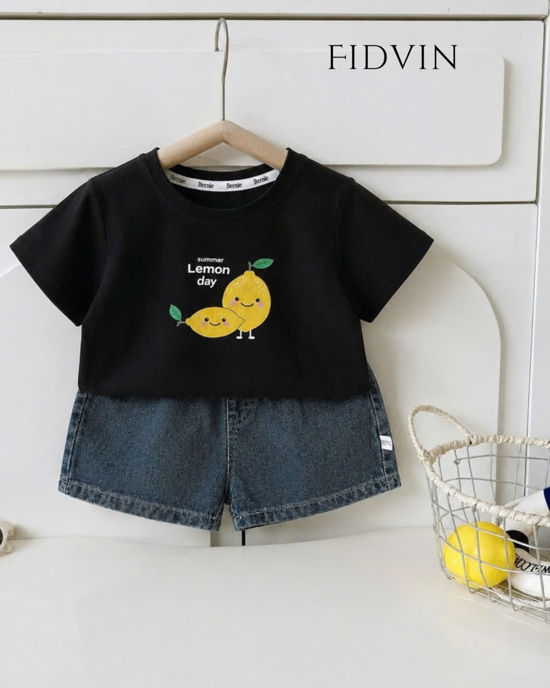 Lemon Tee & Denim Shorts Set — H0426B51Đ