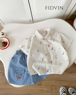 Pony Sport Shirt & Denim Shorts Set — H1225B39