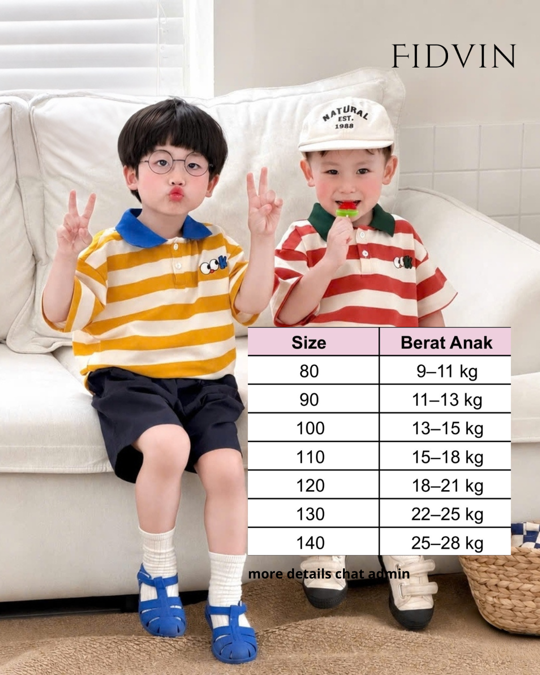 Striped Polo & Khaki Shorts Set — H0226B37_0