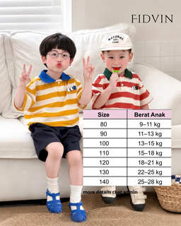 Striped Polo & Khaki Shorts Set — H0226B37