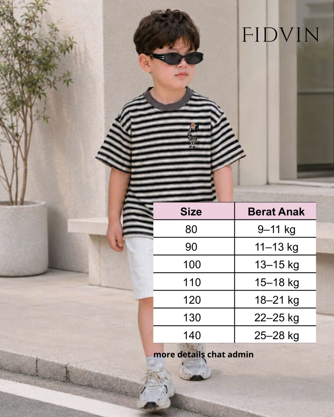 Safari Striped Tee & Khaki Shorts Set — H0326B38_1