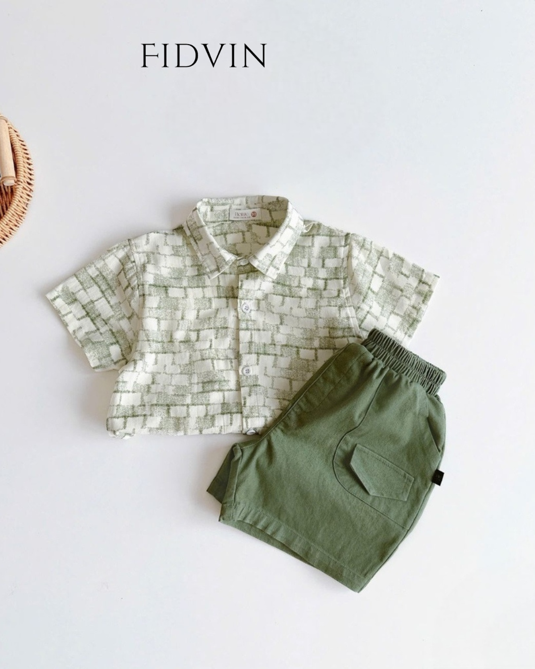Olive Boy Shirt & Shorts Set — T0226B03