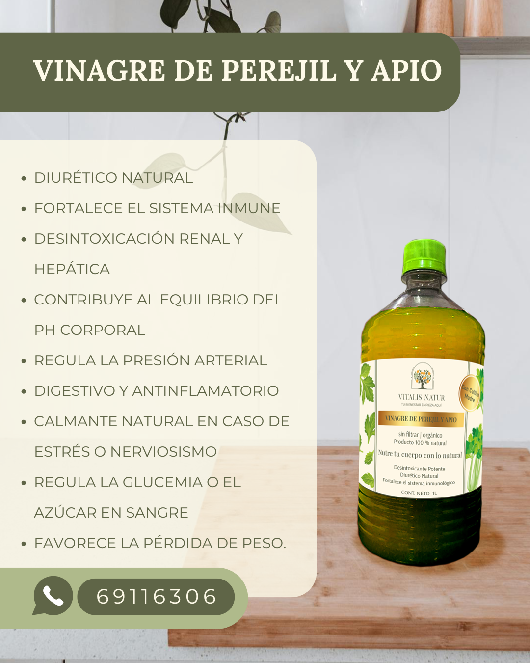 Vinagre de sidra de manzana con apio y perejil