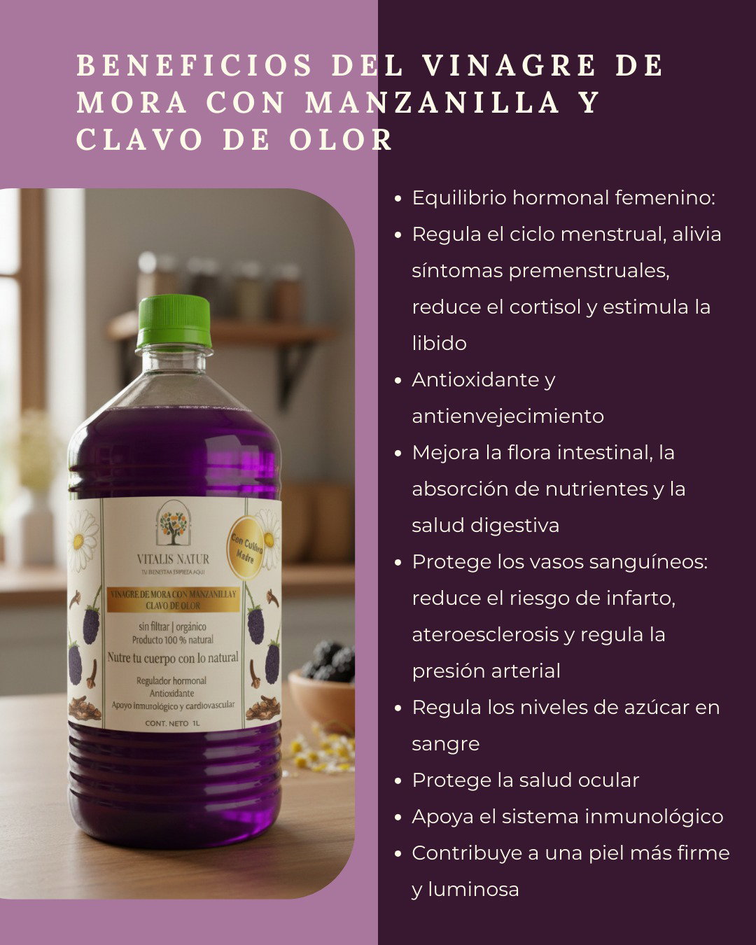 Vinagre de mora con manzanilla y clavo de olor_0