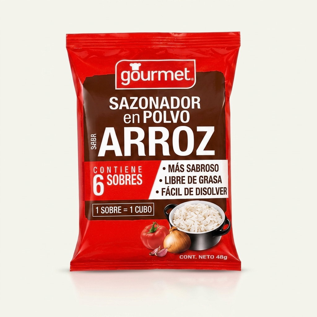 Caldos En Polvo Sabor Sazonador De Arroz 6 sobres Gourmet_0