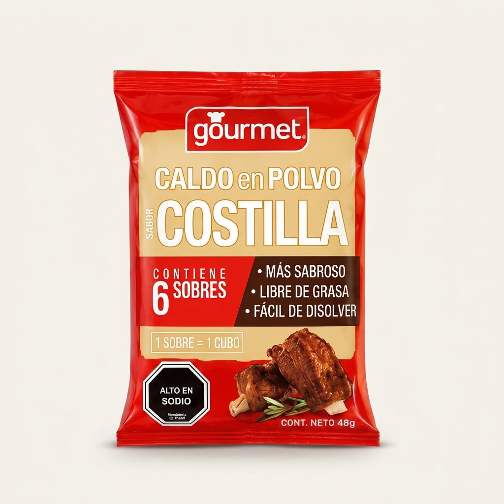 Caldos En Polvo Sabor Caldo De Costilla 6 sobres Gourmet_0