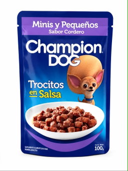 Trocitos En Salsa Sabor Cordero 100 gr Champion Dog