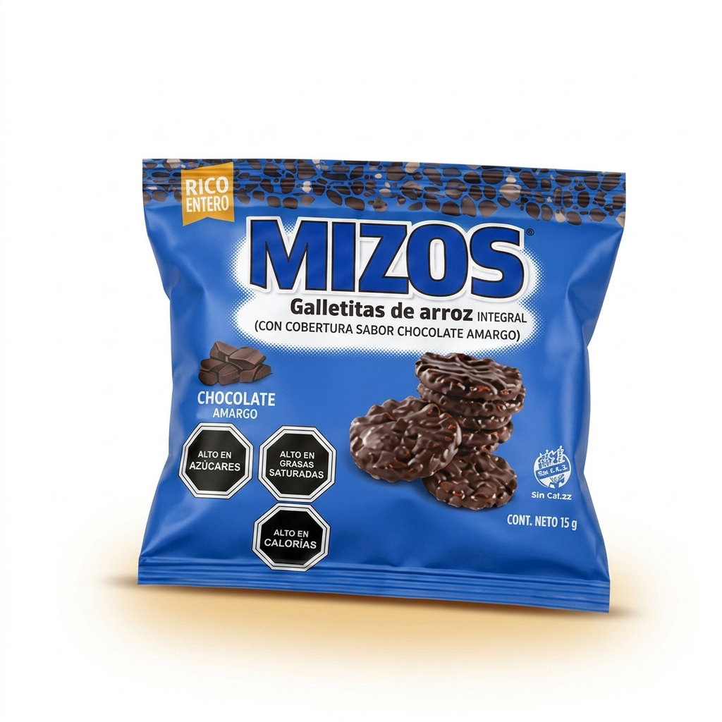 Galletas De Arroz Chocolate Amargo 15 gr Mizos
