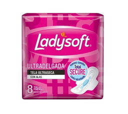 Toallitas Higiénicas Día Ultradelgada y Ultraseca Con Alas 8 Unidades Ladysoft