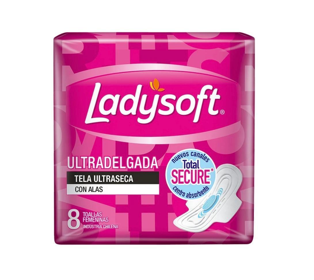 Toallitas Higiénicas Día Ultradelgada y Ultraseca Con Alas 8 Unidades Ladysoft