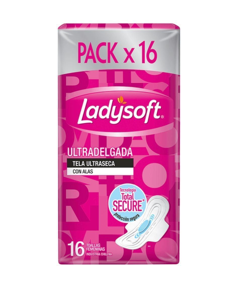 Toallitas Higiénicas Femeninas Día Ultradelgada Con Alas 16 Unidades Ladysoft