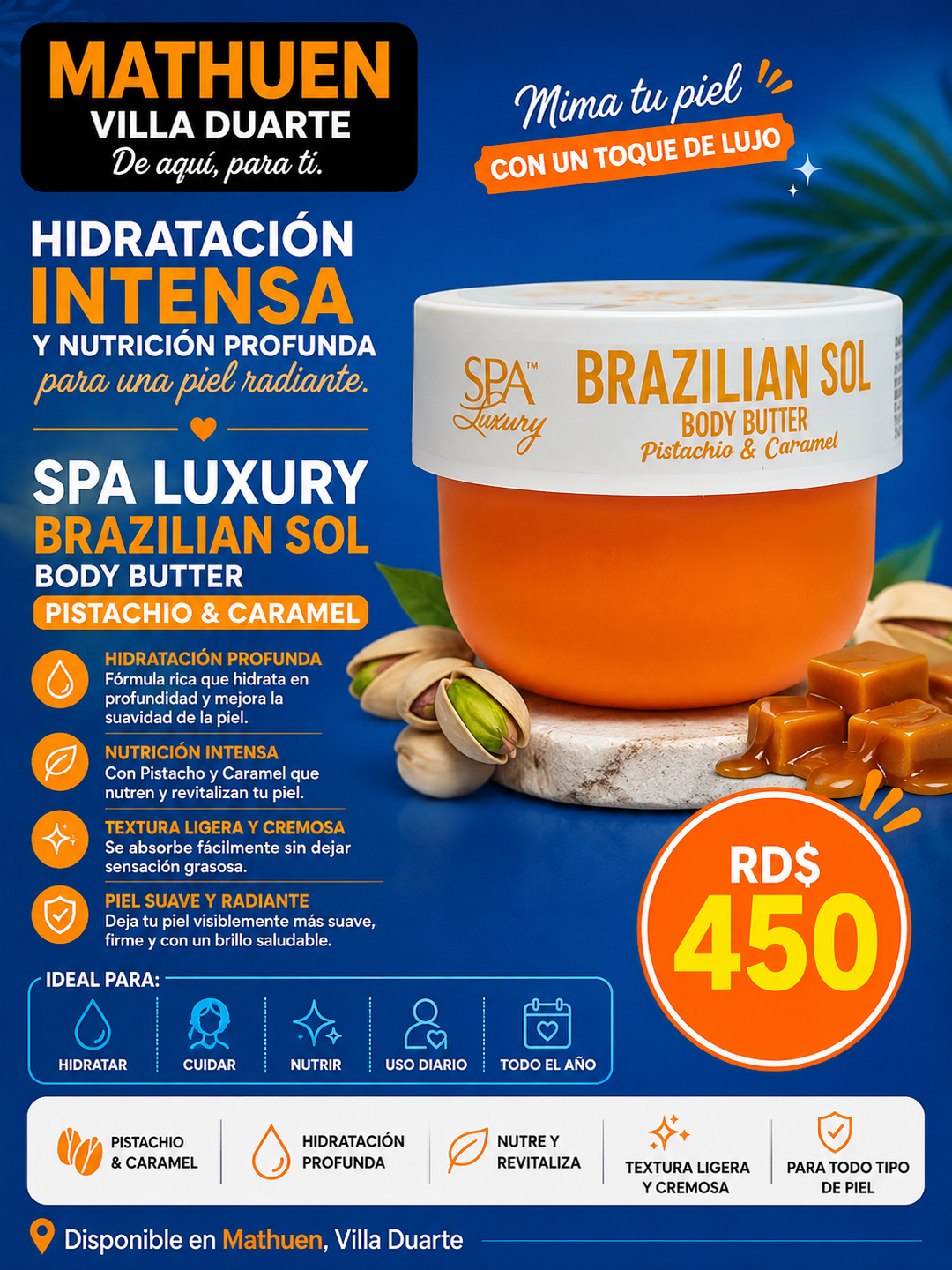 Crema Brazilian Sol- Pistachio & Caramelo 
