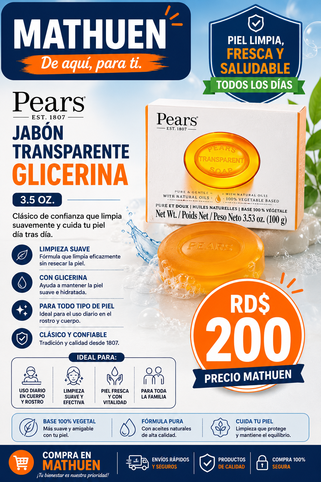 Jabón Pears transparente Glycerine