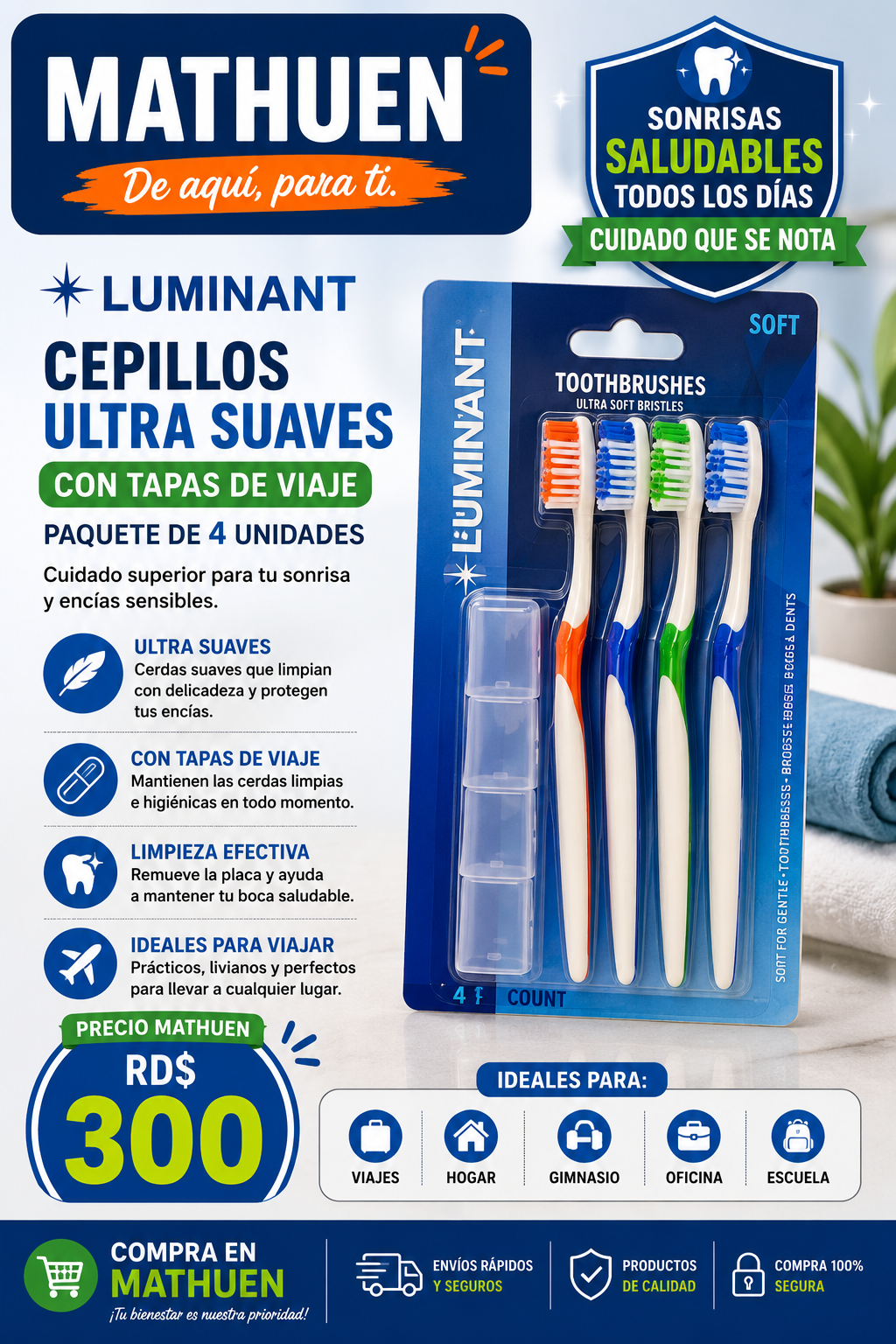 Cepillos Dentales Luminat - 4 Pack