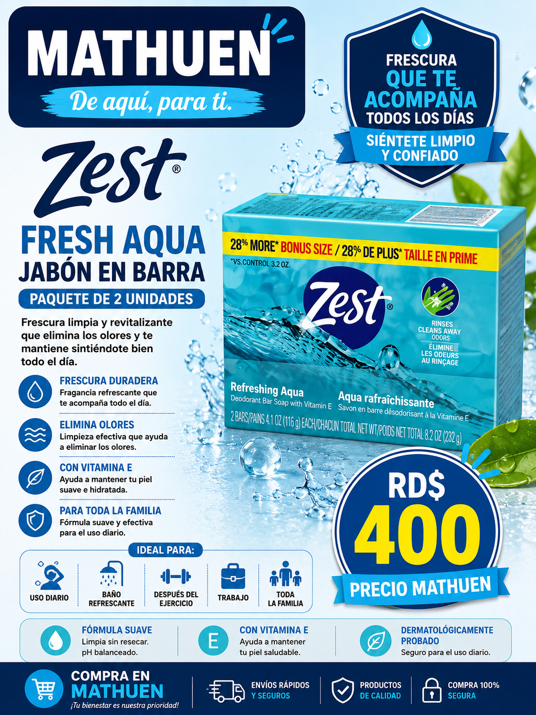 Jabón De Barra Zest - Aqua _0